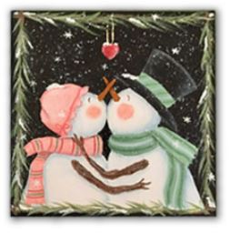 click here to view larger image of Snow Couple Kissing (hand painted canvases)