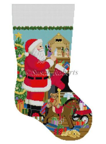 click here to view larger image of Santa/Nativity Stocking (hand painted canvases)