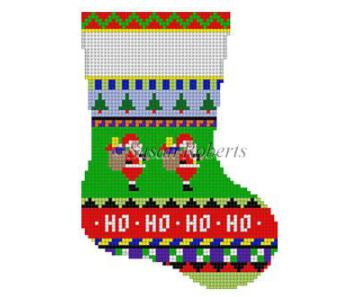 click here to view larger image of Bold Stripe Santas Mini Sock (hand painted canvases)