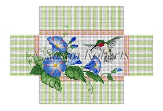 click here to view larger image of Hummingbird/Morning Glories Brick Cover (hand painted canvases)