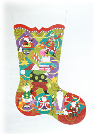 click here to view larger image of Santa Delivery Stocking 18M w/Stitch Guide   (hand painted canvases)