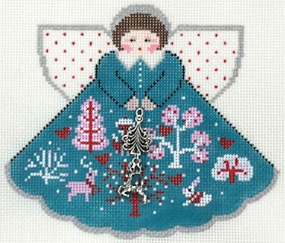 click here to view larger image of Winter Forest Angel w/Charm (hand painted canvases)