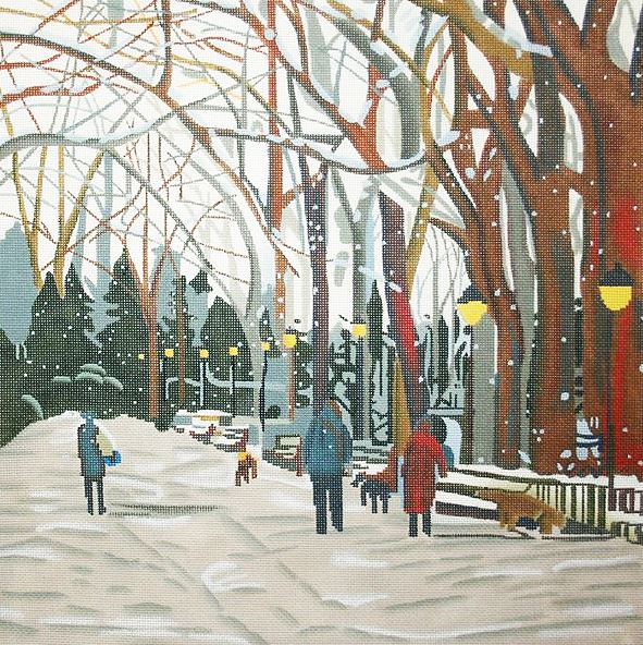 click here to view larger image of Winter Park Scene (hand painted canvases)