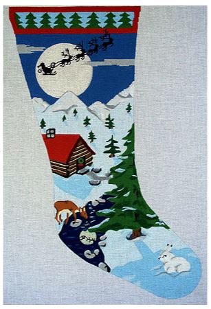 click here to view larger image of Silent Night Stocking (hand painted canvases)