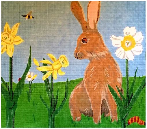 click here to view larger image of Bunny w/Daffodils (hand painted canvases)