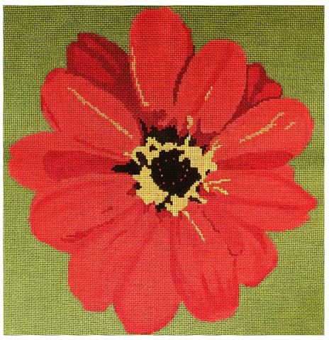 click here to view larger image of Red Zinnia (hand painted canvases)
