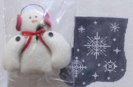 click here to view larger image of Snowflakes w/Snowman Mini Sock (hand painted canvases)