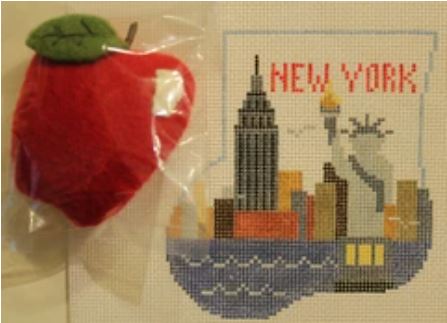 click here to view larger image of New York State w/Apple Mini Sock (hand painted canvases)