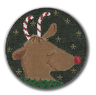 click here to view larger image of Reindeer w/Candy Cane Antlers (hand painted canvases)
