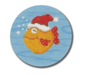 click here to view larger image of Orange Fish w/Santa Hat (hand painted canvases)