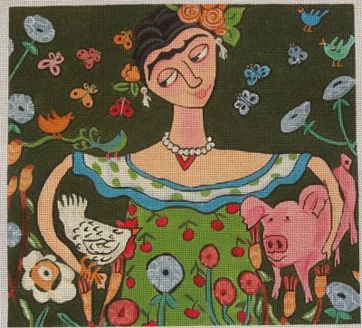 click here to view larger image of Freda w/White Chicken and Pig (hand painted canvases)