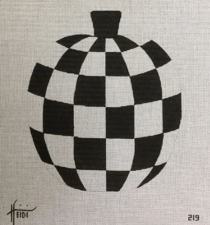 click here to view larger image of Black/White Checkered Pumpkin (hand painted canvases)