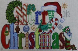 click here to view larger image of Merry Christmas w/Decorations (hand painted canvases)