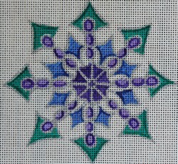 click here to view larger image of Purple/Green/Dark Blue/Silver Ornament (hand painted canvases)
