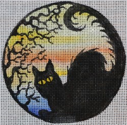 click here to view larger image of Spooky Cat Scene (hand painted canvases)