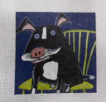 click here to view larger image of Black Dog in Chair (hand painted canvases)