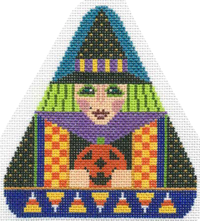 click here to view larger image of Triangle Witch w/Pumpkin (hand painted canvases)