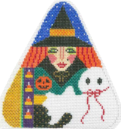 click here to view larger image of Triangle Witch w/Ghost (hand painted canvases)