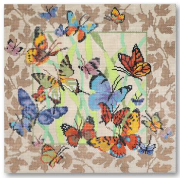 click here to view larger image of Butterflies Pillow - KDS-PL34 (hand painted canvases)
