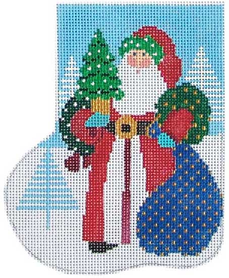 click here to view larger image of Greenery Santa Mini Sock (hand painted canvases)