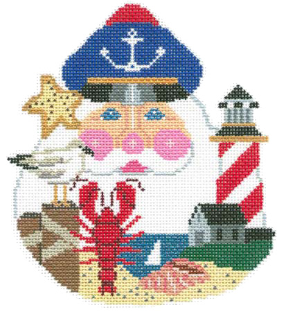 click here to view larger image of Nautical Santa Head (hand painted canvases)