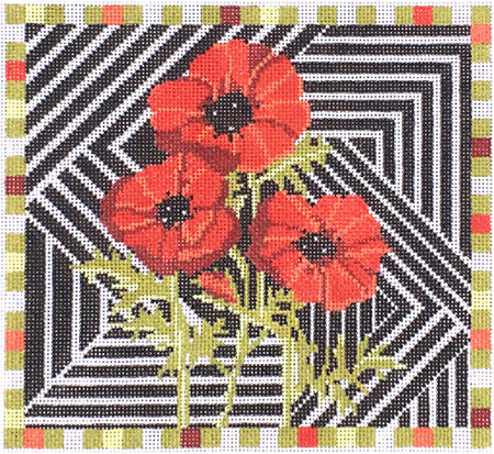 click here to view larger image of Diagonal Poppies (hand painted canvases)