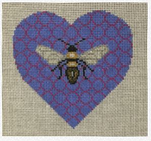 click here to view larger image of Heart - Bee w/Blue (hand painted canvases)