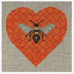 click here to view larger image of Heart - Bee w/Orange (hand painted canvases)