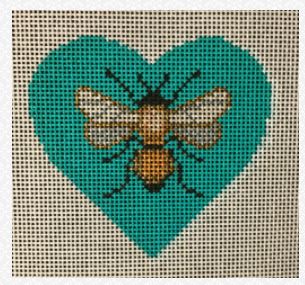 click here to view larger image of Heart - Bee/Turquoise (hand painted canvases)