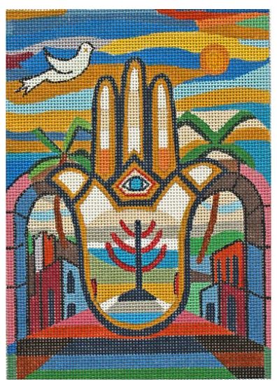 click here to view larger image of Hamsa - Menorah Celebration (hand painted canvases)
