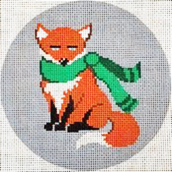 click here to view larger image of Sitting Fox w/Green Scarf (hand painted canvases)