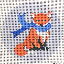 click here to view larger image of Sitting Fox w/Blue Scarf (hand painted canvases)