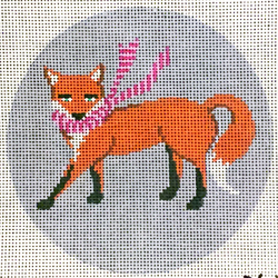 click here to view larger image of Standing Fox w/Pink Scarf (hand painted canvases)