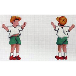 click here to view larger image of Two Sided Boy w/Orange Cap (hand painted canvases)