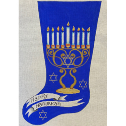 click here to view larger image of Happy Hanukkah Stocking (hand painted canvases)