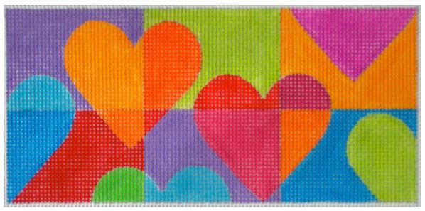 click here to view larger image of Floating Hearts Checkbook (hand painted canvases)