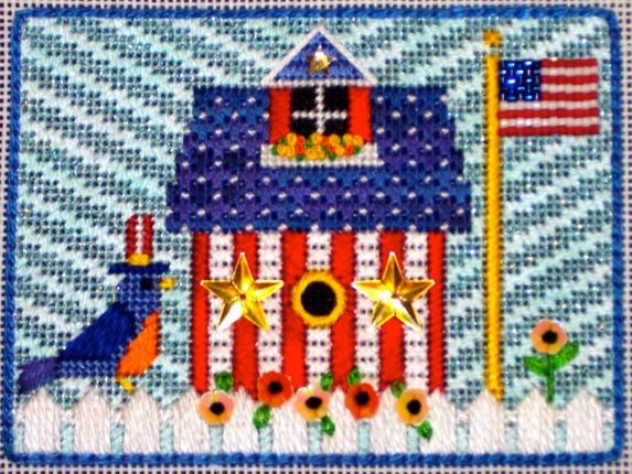 click here to view larger image of July 4th Birdhouse Cracker  (hand painted canvases)