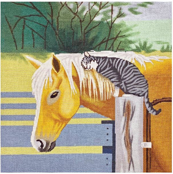 click here to view larger image of Horse and Barn Cat (hand painted canvases)