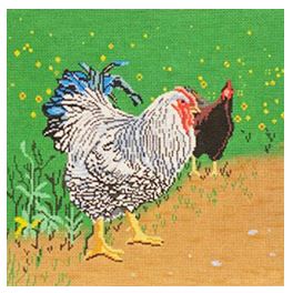 click here to view larger image of Two Chickens (hand painted canvases)