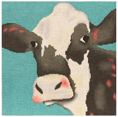 click here to view larger image of Cow on Aqua (hand painted canvases)