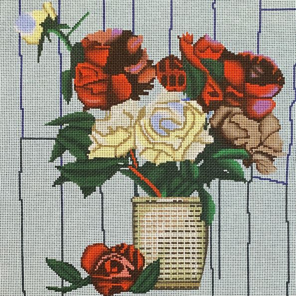 click here to view larger image of Roses on Barn Wood - Small (hand painted canvases)