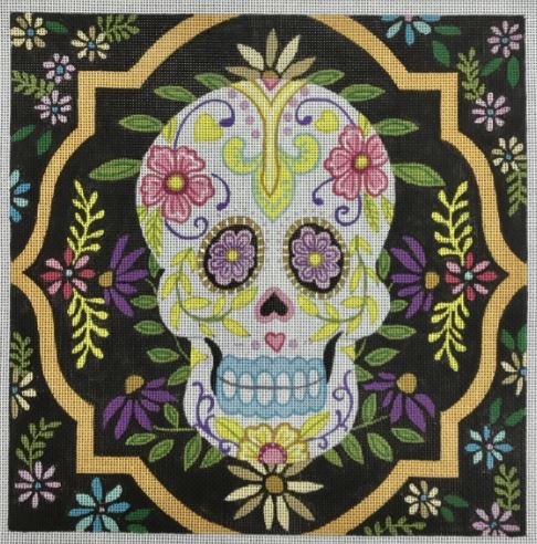 click here to view larger image of Bald Sugar Skull (hand painted canvases)