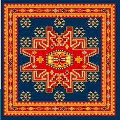 click here to view larger image of Eagle Kazak Navy/Red (hand painted canvases)
