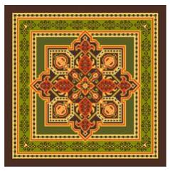 click here to view larger image of Ushak Medallion Green/Brown/Gold (hand painted canvases)