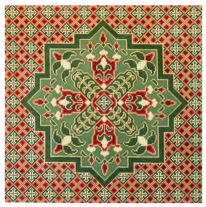 click here to view larger image of Persian Medallion Green/Red (hand painted canvases)