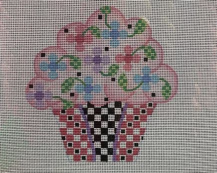 click here to view larger image of Checkered Cupcake (hand painted canvases)
