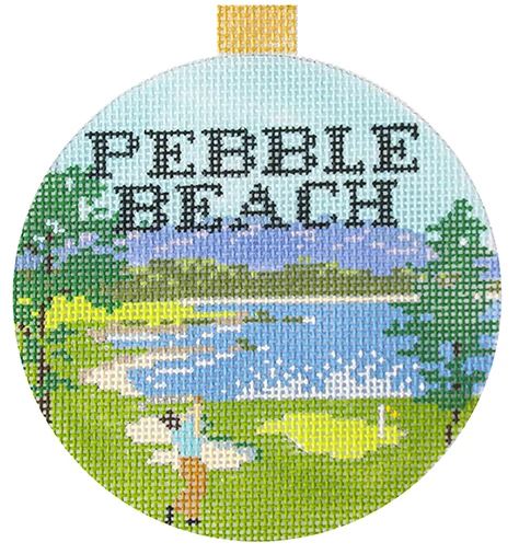 click here to view larger image of Travel Round - Pebble Beach (hand painted canvases)