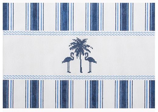 click here to view larger image of Nautical Pillow - Navy Palm Tree (hand painted canvases)