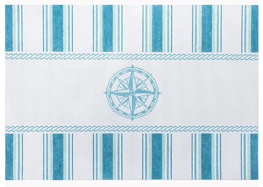 click here to view larger image of Nautical Pillow - Aqua Compass (hand painted canvases)