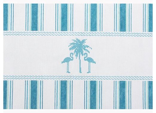 click here to view larger image of Nautical Pillow - Aqua Palm Tree (hand painted canvases)